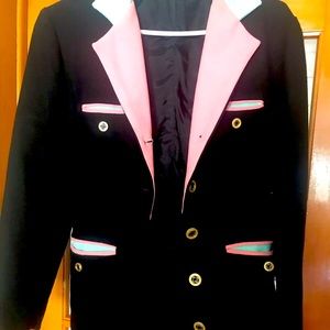 Black with pink and green custom made long blazer